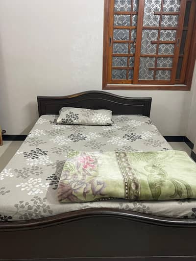 Wooden Double Bed with Mattress – Excellent Condition