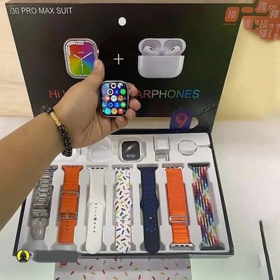 i30 Pro Max Smart Watch Series 9 | 11‑in‑1 Set | With Earbuds