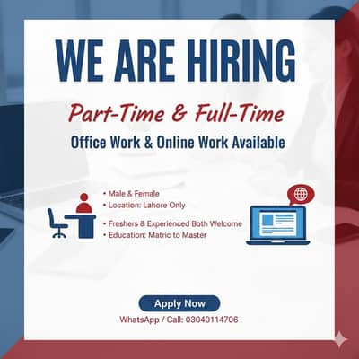 Hiring male and female for office and online work