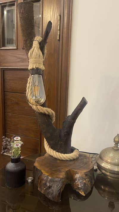 Handcrafted Rope wooden Accent Table Lamp