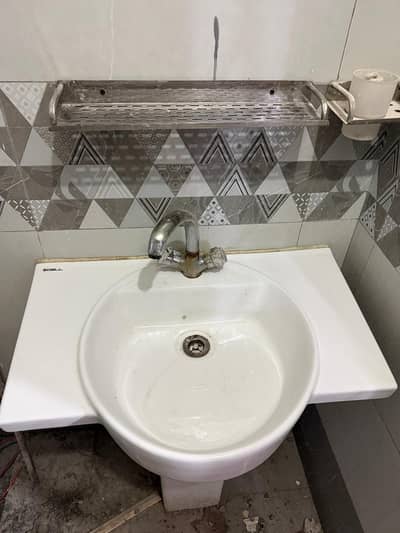 Washroom Basin, Tap, Accessories and Mirror for Sale