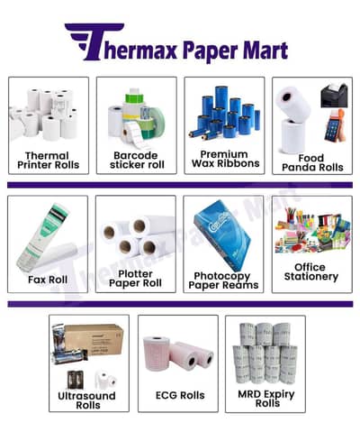 THERMAL printer paper Roll Qmatic ATM ECG ultrasound barcode sticker