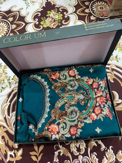 3 piece suit stitched chiffon embroidery