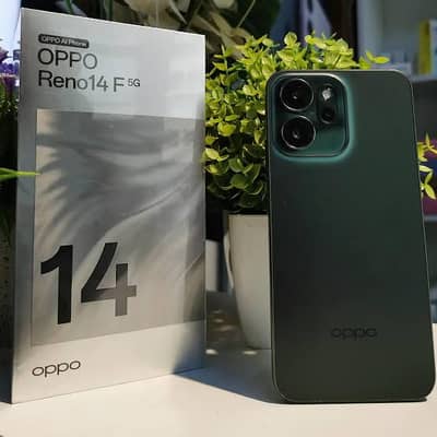 Oppo Reno 14f green color complete Saman  in warranty