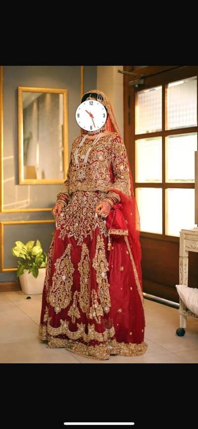 Heavy Red Bridal Lehnga with short shirt & Dupatta