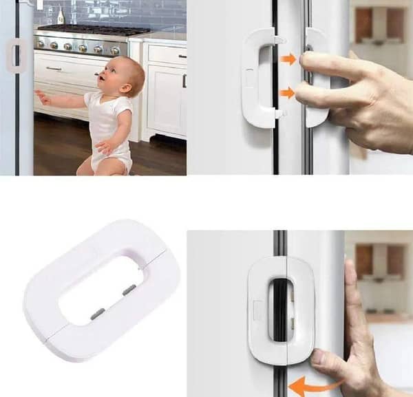 Fridge Lock Adhesive Self Locking Child Safety Door Locks Refrigerator Door Lock with Double Press