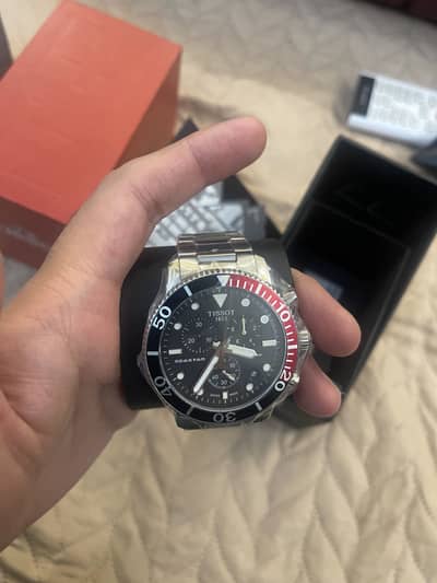 Tissot Seastar. Silver Stainless Steel Black Dial