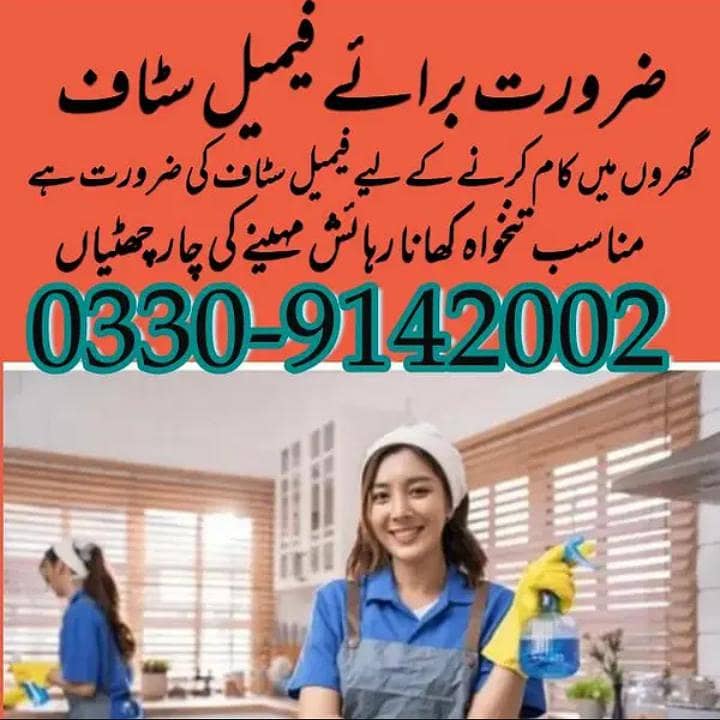 گھروں میں کام کرنے کے لیے خواتین کی ضرورت ہے ۔ 0