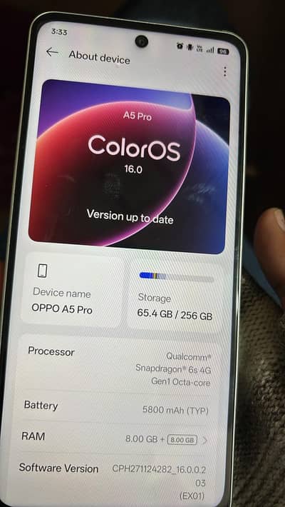OPPO A5 PRO 8GB RAM 256 GB MEMORY