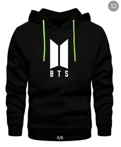 NAVY BLUE BTS PRINTED WINTER WARM FLEECE HOODIE FOR MEN