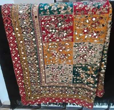 Multicoloured Fancy silk Dupatta with mirror work