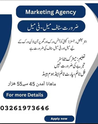 hiring male and female for  online and office work