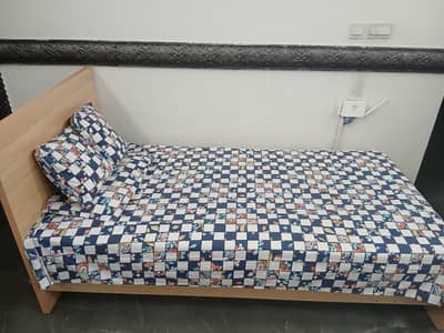 Wooden Single Bed for Sale (With Mattress)