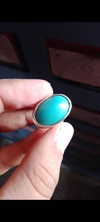 Natural Clean Top Quality Iranian Feroza Hand Made Chandy Ring