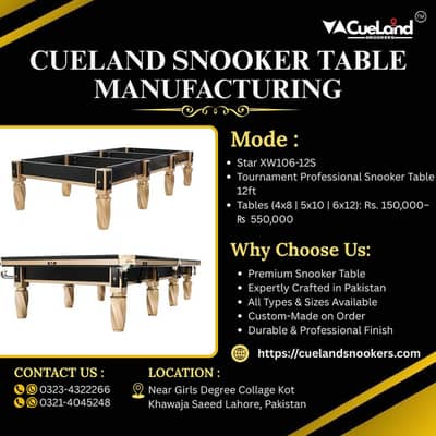 Star XW106- Snooker Table 12ft | Pool Table| game table|Snooker Table