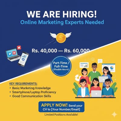 Urgent Online Marketing staff required for work