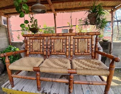 wooden cane 7 seater Bean sofa for sale