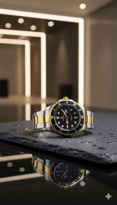 Luxury Two-Tone Men’s WatchGold & Silver Stainless Steel, Black Dial