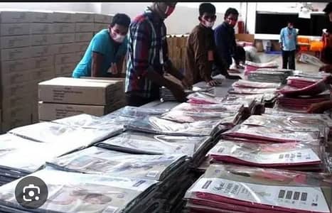 Garments packing job male female factory worker Quality checking