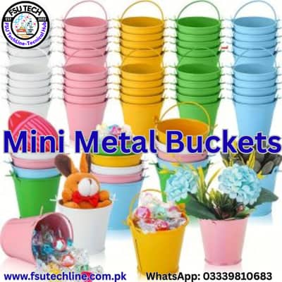 10 Pieces of Different Color Mini Metal Buckets for Decoration