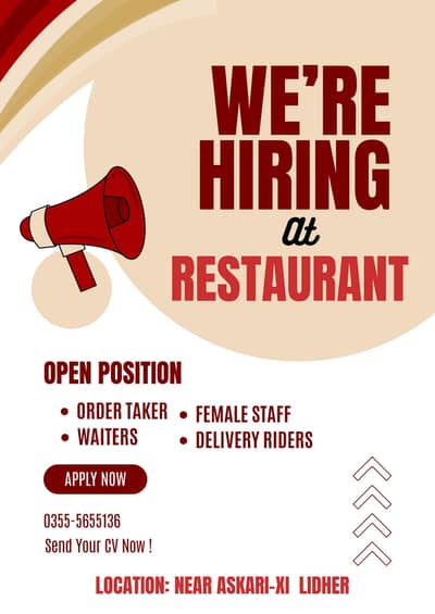 We Are Hiring | Staff required | Female Staff  , Delivery Riders ,