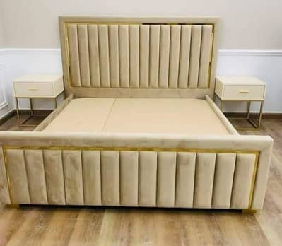 wooden bed in walvet