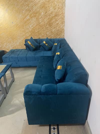 L shaped sofa & tables sale in faislabad