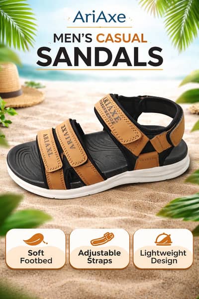 AriAxe Men’s Casual Sandals – Comfortable Soft Sole | Daily Wear