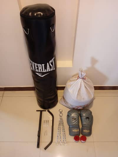 Boxing Bag with Gloves and other things
