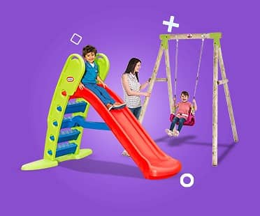 Iron & Pvc Swings & Slides - Indoor - Outdoor - Kids Play Area - Kids