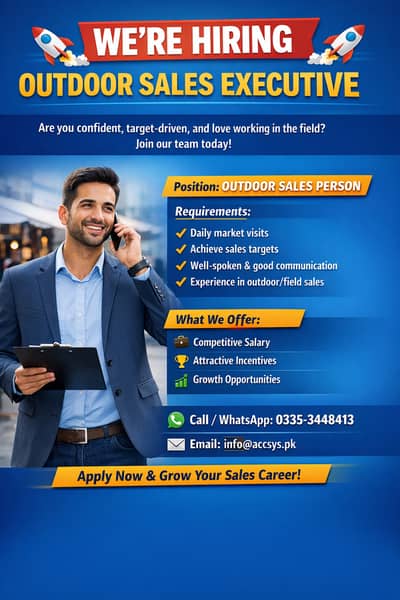 JOB| Sales Coordinator | Male | Outdoor Sales Accsys. pk |0335-3448413