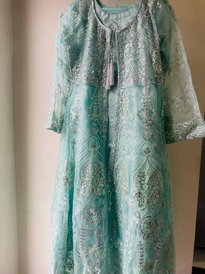 Net Sea Green long frock