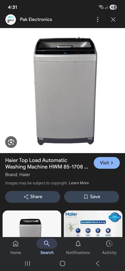 Haier Washing Machine 85-1708