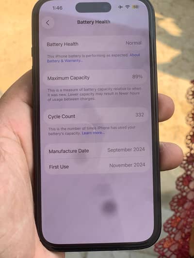 Iphone15 jv 128gb battery health 88