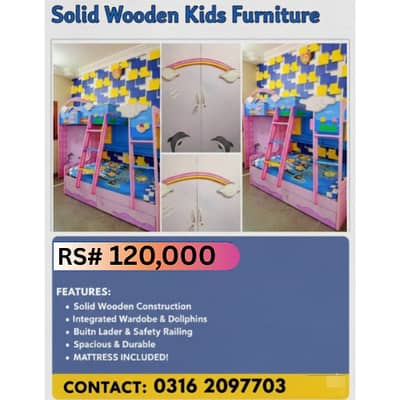 Bunk bed | Kid wooden bunker bed | Baby bed | Double bed | kids bed