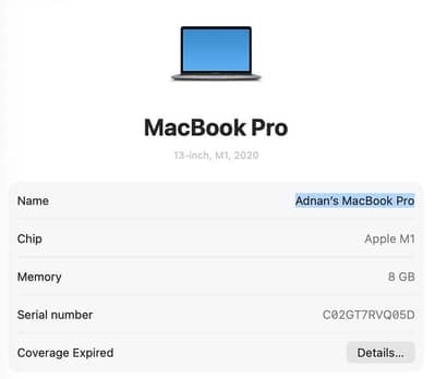Macbook pro M1 2020