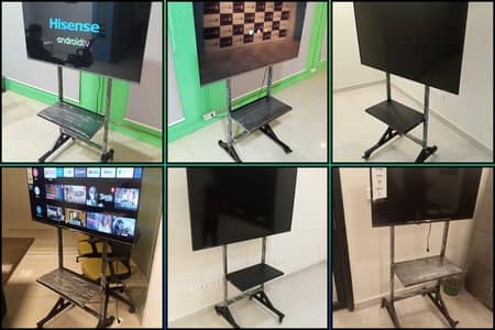 Portable stand for LCD LED tv with wheels & wall mount home office