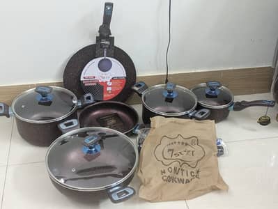 7 star nonstick cookware set with spoon 6 pcs