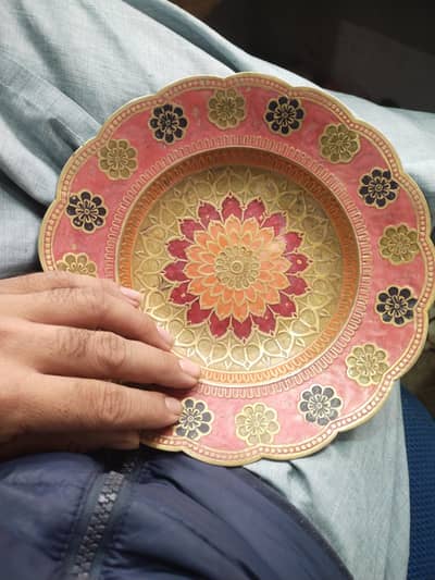 brass antique plate meenakari