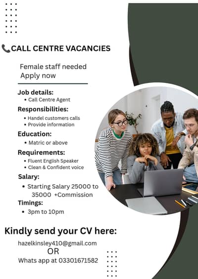 Call Centre opportunities for females ( English speaking)