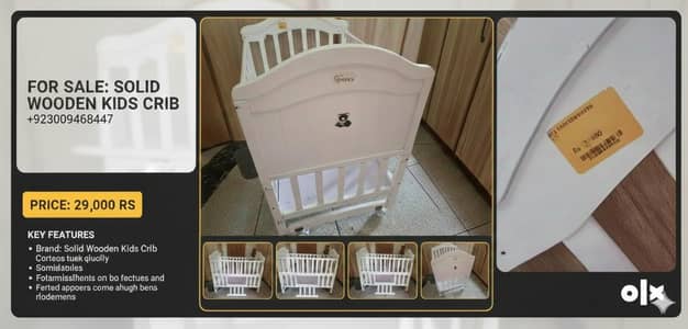 Baby Cot /Kids Cot /Cot /Wooden Cot /Kids Bed /Baby Bed / 2-Sided bed