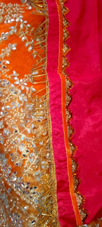 silk shirt orange organza lengha