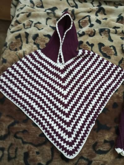 Crochet work hanadmade frock and cap shawl set