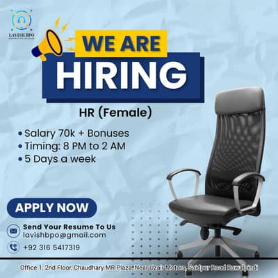 Hiring Female HR salary upto 70k call center Night shift