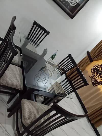 Interwood 6-Seater Dining Set – Premium Dark Brown Finish