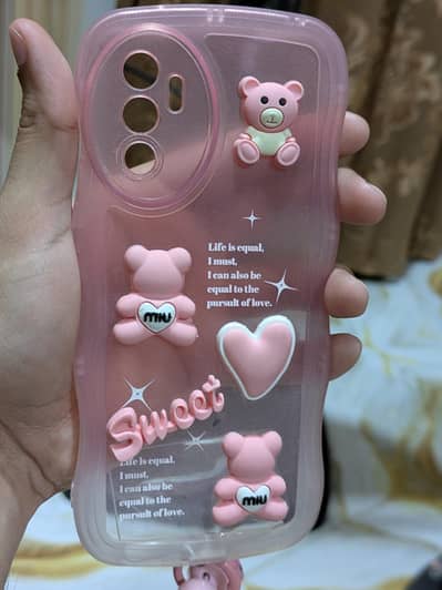 Cute Pink Teddy Bear Back Cover for Vivo V23e – Silicone Case