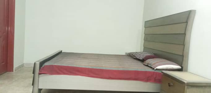 Modern Wooden Bed with Side Tables --Excellent Condition