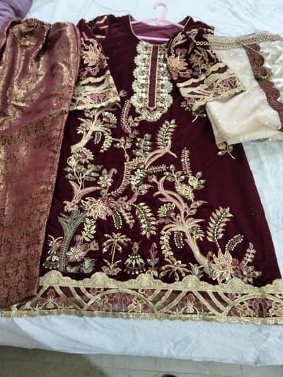 beautiful fancy velvet three-piece dress