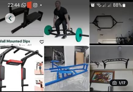 pullup bar pull up dips dip tbar hex parallel dumbbells multi bench gy