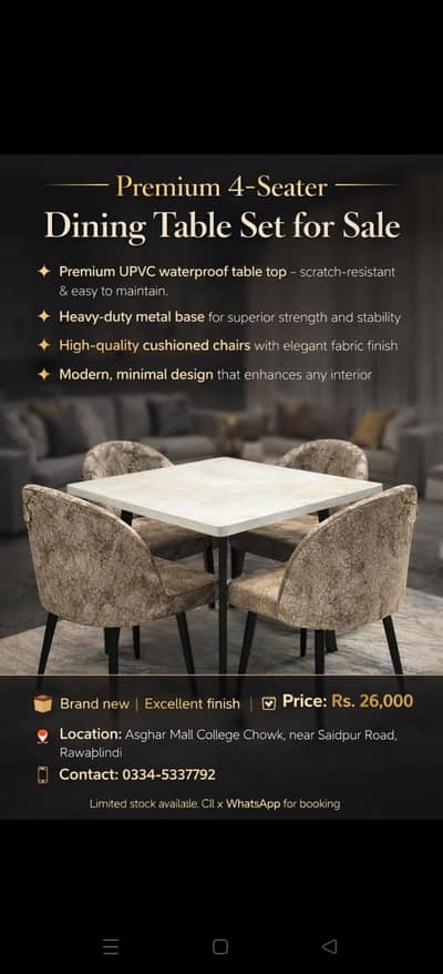 4 chairs Dining-Dinning-Dinningtable -Chairs-4seater -6Seater